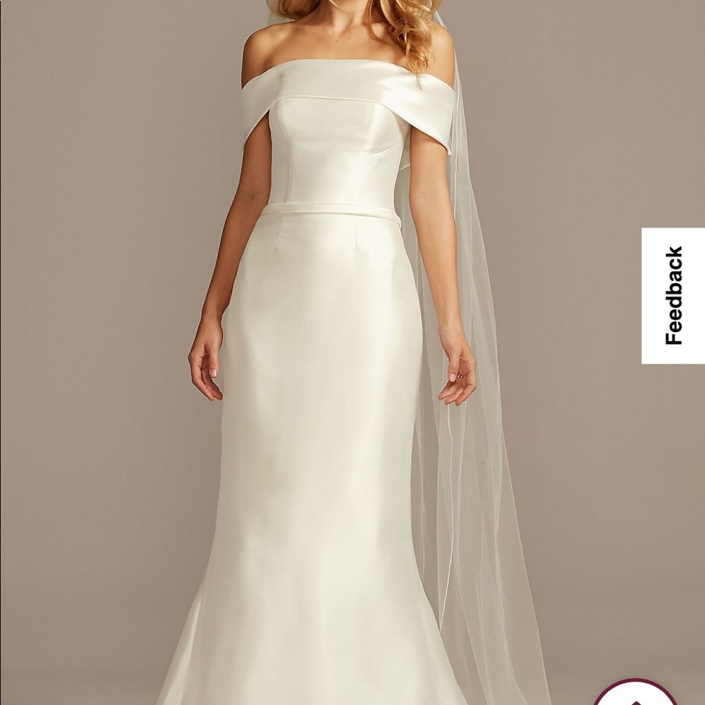NWT OFF-THE-SHOULDER MIKADO TRUMPET WEDDING DRESS